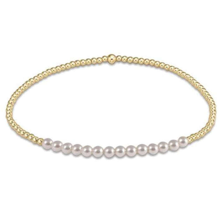 Gold Bliss 2mm Gemstone Bead Bracelet Bracelet eNewton Pearl 