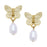 Gold Butterfly + Pearl Drop Earrings Earrings Susan Shaw 