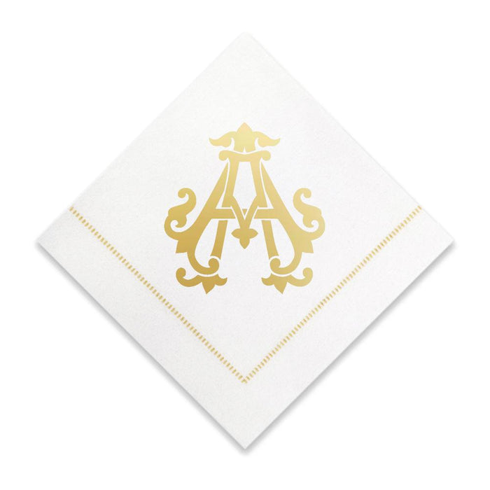Gold Cocktail Napkins- Single Initial Paper Napkins Print Appeal A 