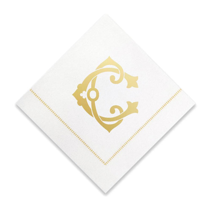 Gold Cocktail Napkins- Single Initial Paper Napkins Print Appeal C 