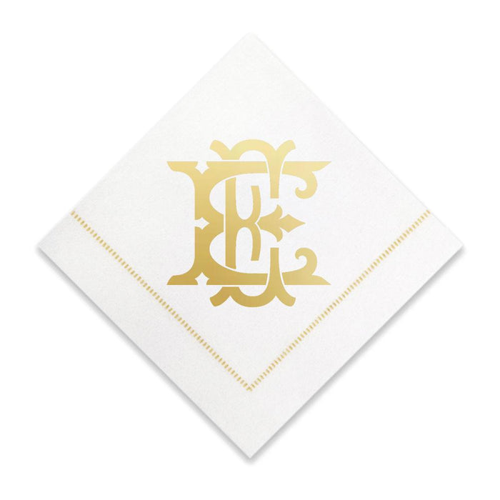 Gold Cocktail Napkins- Single Initial Paper Napkins Print Appeal E 