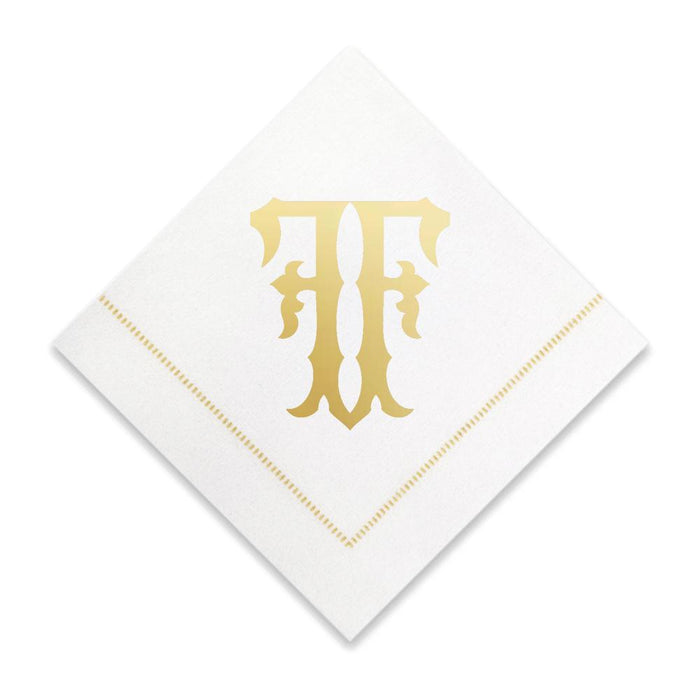 Gold Cocktail Napkins- Single Initial Paper Napkins Print Appeal F 