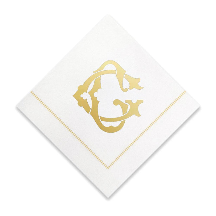 Gold Cocktail Napkins- Single Initial Paper Napkins Print Appeal G 