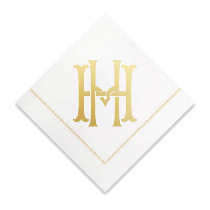 Gold Cocktail Napkins- Single Initial Paper Napkins Print Appeal H 