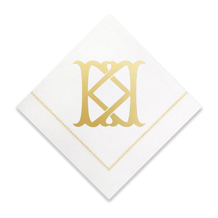 Gold Cocktail Napkins- Single Initial Paper Napkins Print Appeal K 
