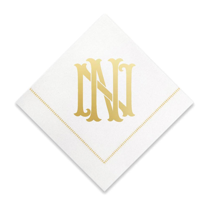 Gold Cocktail Napkins- Single Initial Paper Napkins Print Appeal N 
