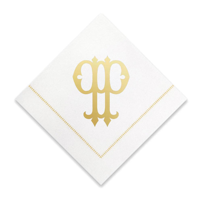 Gold Cocktail Napkins- Single Initial Paper Napkins Print Appeal P 