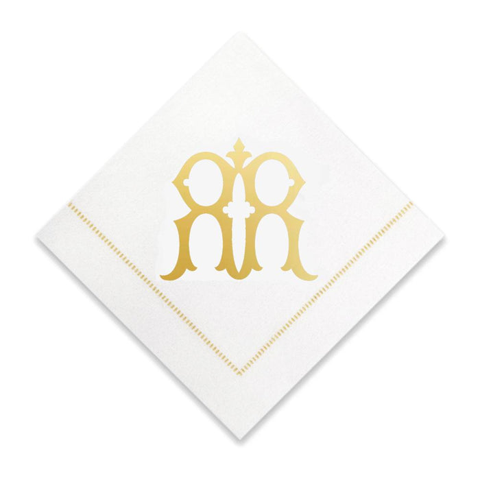 Gold Cocktail Napkins- Single Initial Paper Napkins Print Appeal R 