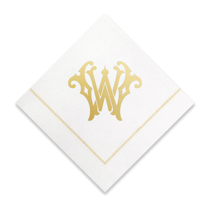 Gold Cocktail Napkins- Single Initial Paper Napkins Print Appeal W 