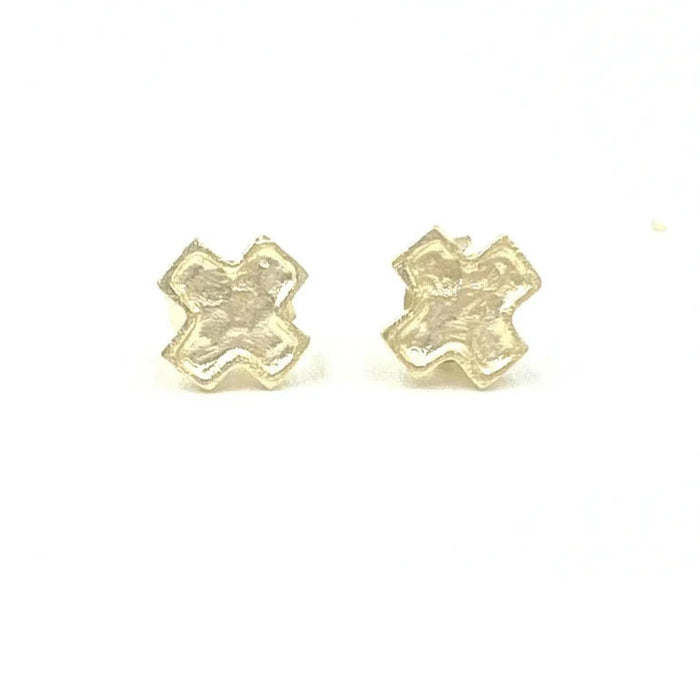 Gold Hammered Cross Stud Earrings Earrings Erin Gray 