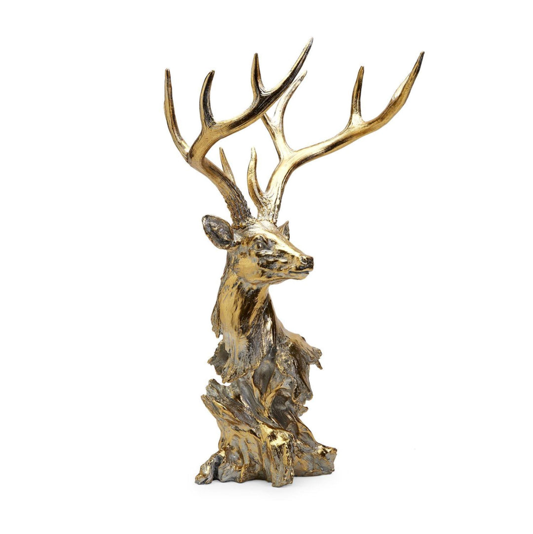 Gold Leaf Deer Bust Fall Decor Two's Company 