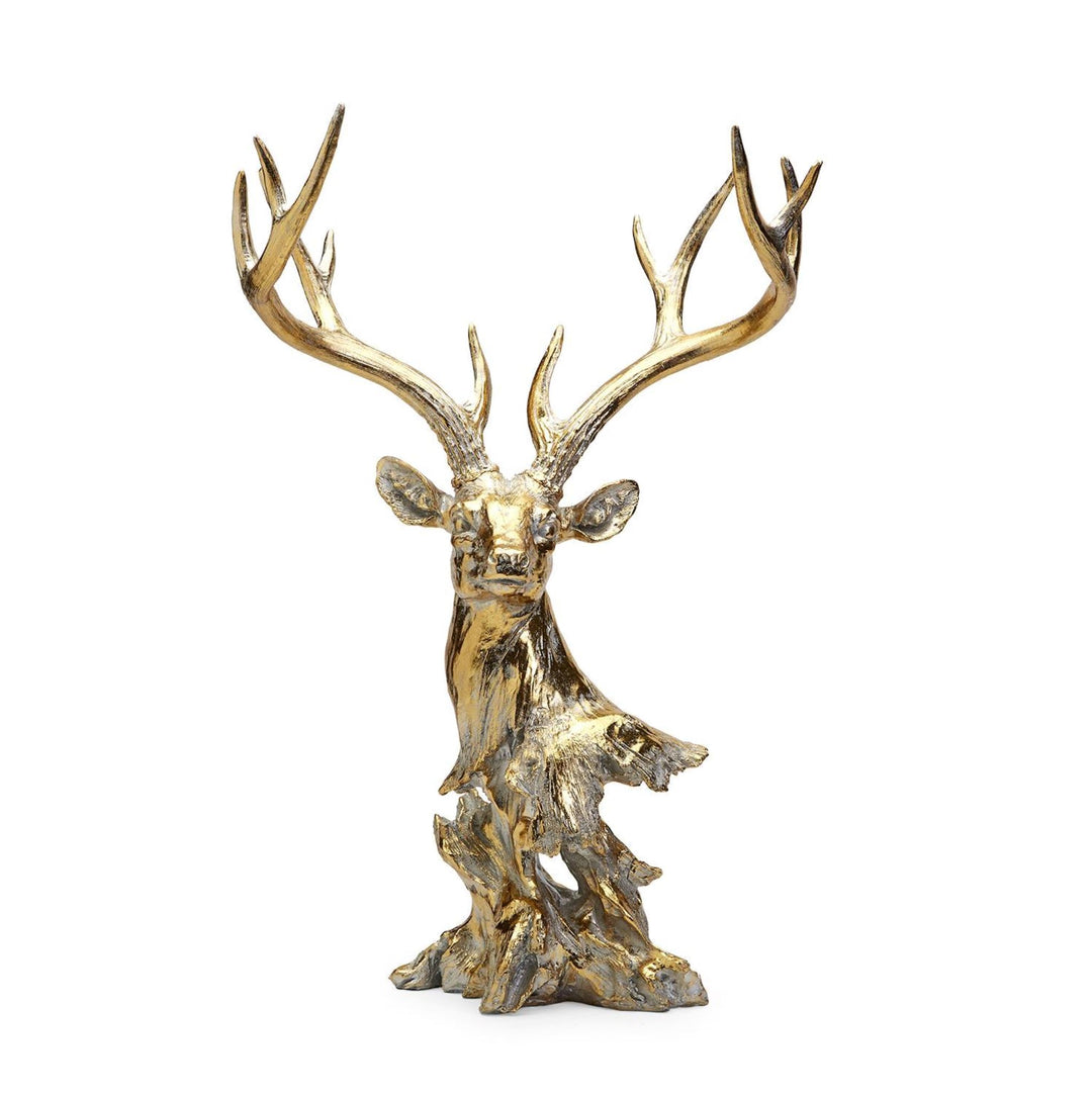 Gold Leaf Deer Bust Fall Decor Two's Company 