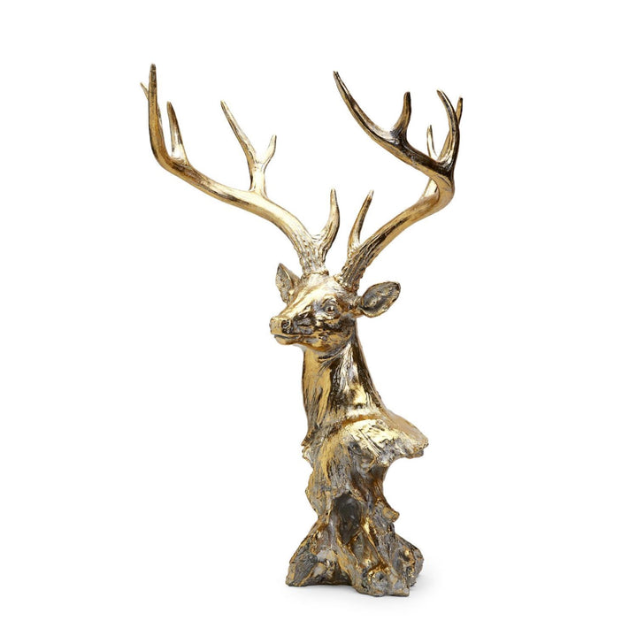 Gold Leaf Deer Bust Fall Decor Two's Company 