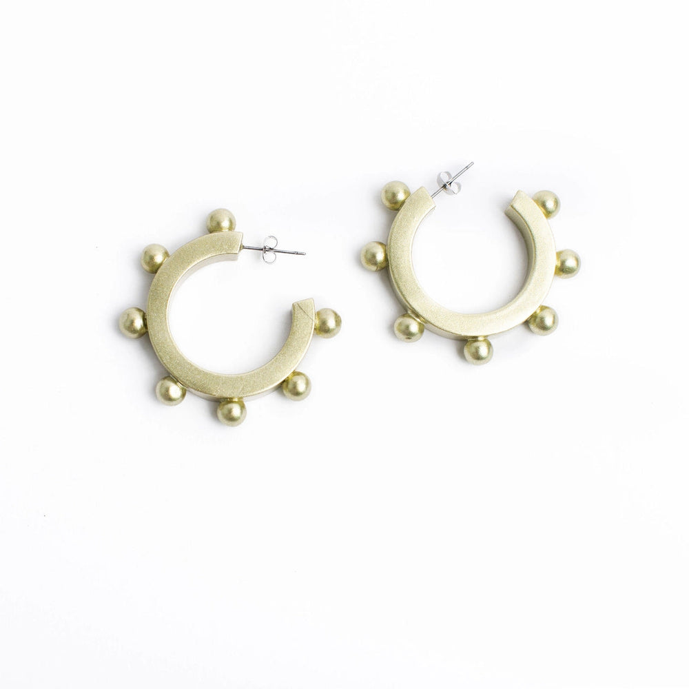 Gold Metallic Bead Hoops Earrings Sunshine Tienda 