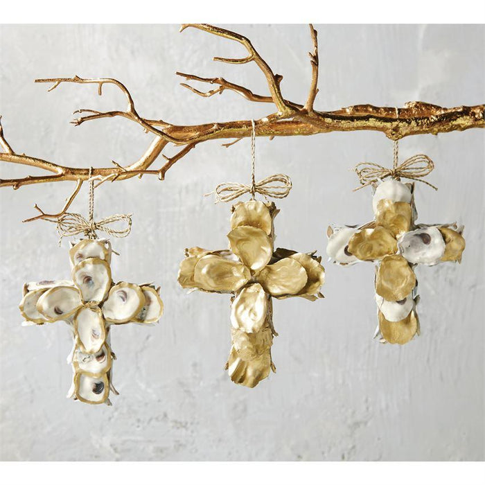 Gold Oyster Cross Ornaments Ornament MudPie 