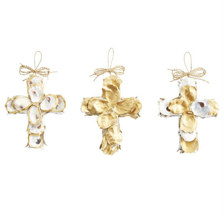 Gold Oyster Cross Ornaments Ornament MudPie 