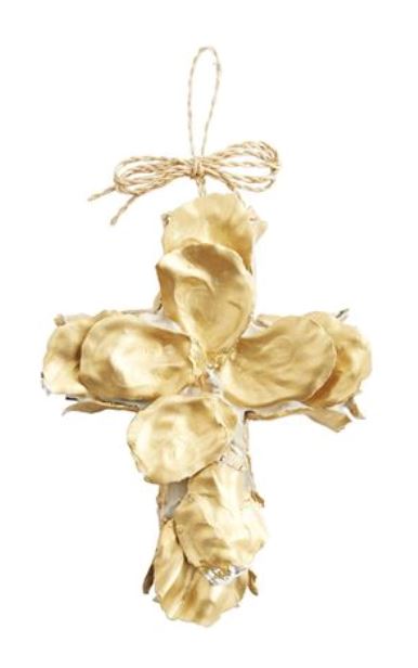 Gold Oyster Cross Ornaments Ornament MudPie Gold 