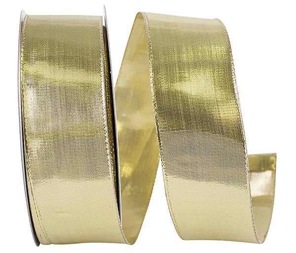 Gold Woven Lame 3 Wired Ribbon Gift Ribbon Reliant Ribbon 1 1/2" 