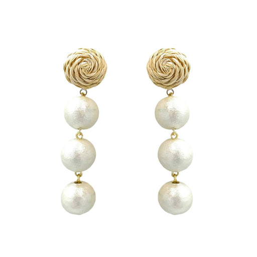 Grace Cotton Triple Pearl Earrings Earrings M Donohue 
