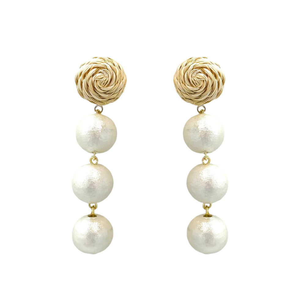 Grace Cotton Triple Pearl Earrings Earrings M Donohue 