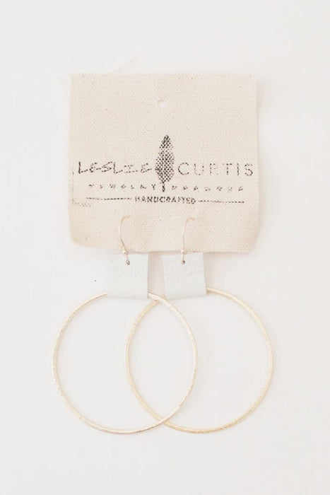 Grayson Leather Hoop Earring Earrings Leslie Curtis Jewelry White 
