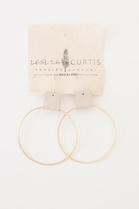Grayson Sand Leather Hoop Earrings Earrings Leslie Curtis Jewelry 