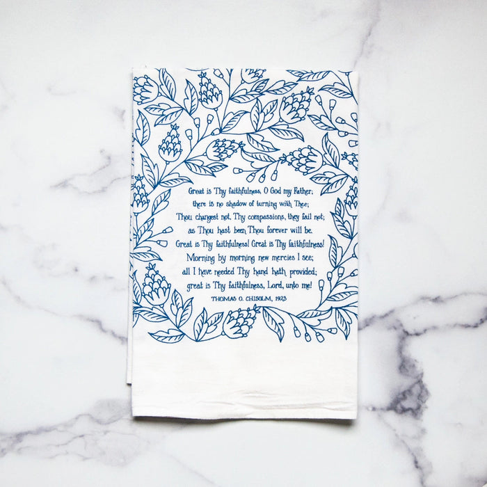 Crab Tea Towel in Teal - Hand Printed Flour Sack Tea Towel, Kitchen Towel