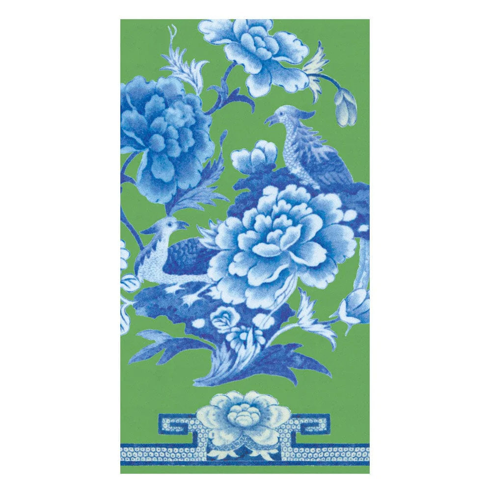 Green And Blue Plate Guest Towel Napkins - 15 Per Package Paper Napkins Caspari 