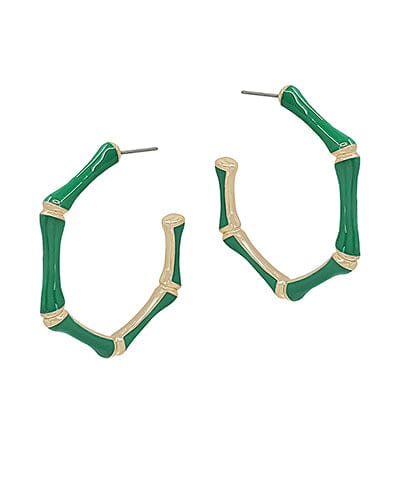 Green Bamboo Hoop Earrings Earrings Golden Stella 