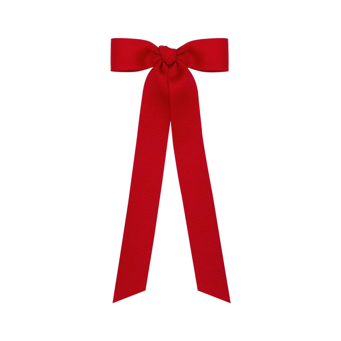 Grosgrain Bow with Streamer Tails - Mini Hair Bows WeeOnes Red 