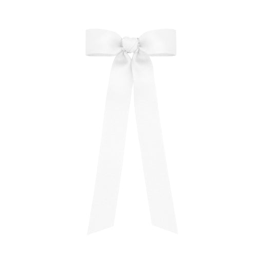 Grosgrain Bow with Streamer Tails - Mini Hair Bows WeeOnes White 