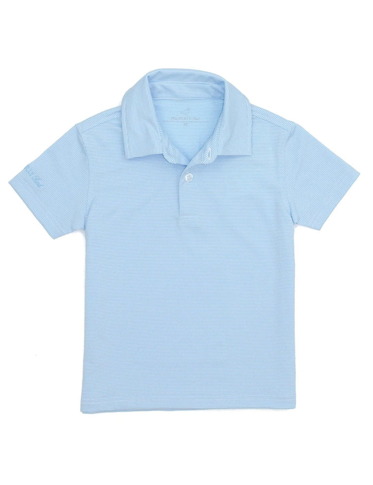 Gulfport Polo Shirt - Powder Blue Stripe Boy Shirt Properly Tied 