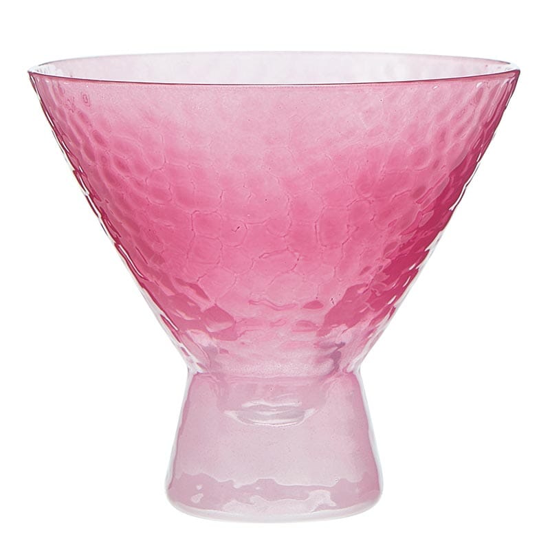 Hammered Martini Glass- Pink Wine Glasses Slant 