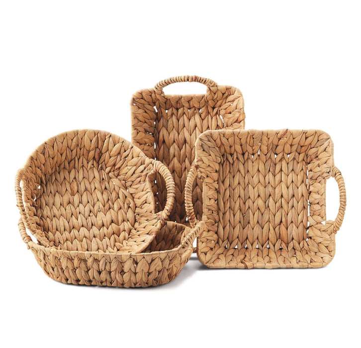 Hand-Crafted Handled Water Hyacinth Baskets Two's Company 