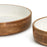 Hand-Crafted Wood Round Pedestal Bowls with White Enamel Serving Piece Two's Company 