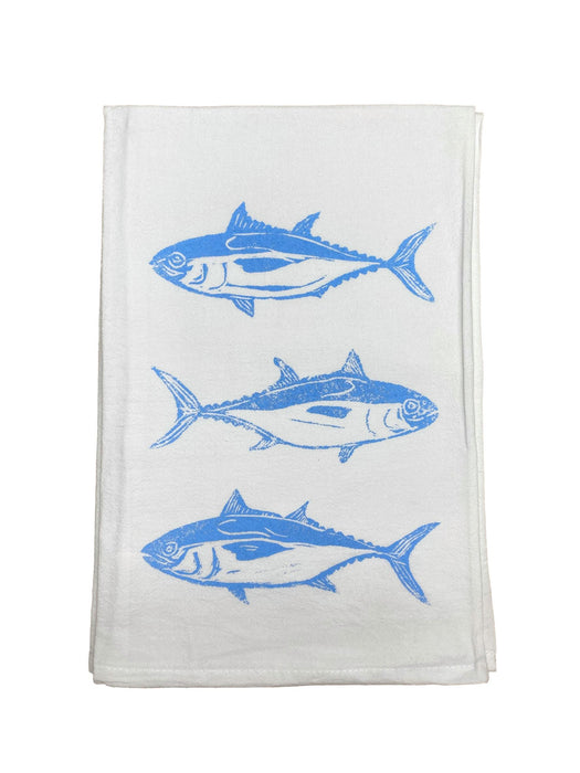 Hand Printed Kitchen Flour Sack Towels Kitchen Towel Low Country Linens Blue 3 Tuna 