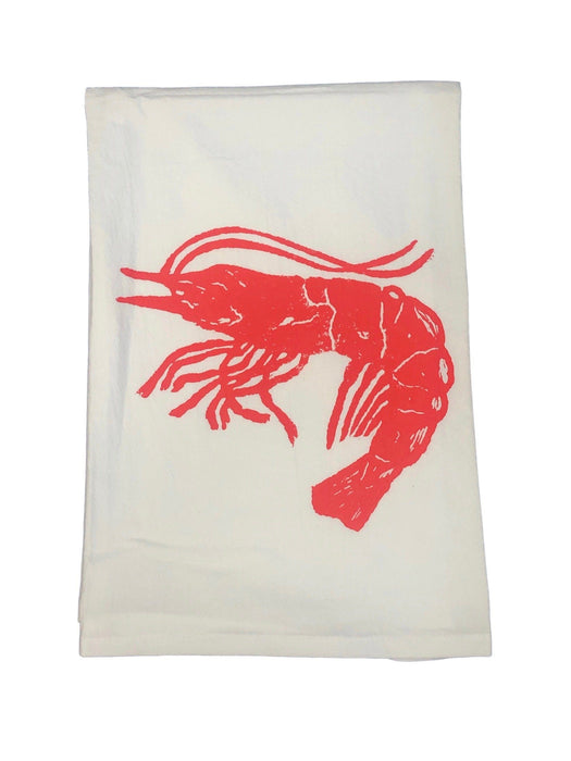 Hand Printed Kitchen Flour Sack Towels Kitchen Towel Low Country Linens Coral Shrimp 