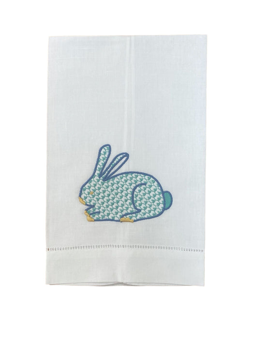Herend Bunny Linen Guest Towel Guest Towels BumbleBee Linens Aqua 