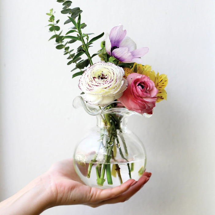 Hibiscus Glass Bud Vase - Clear Vase Vietri 