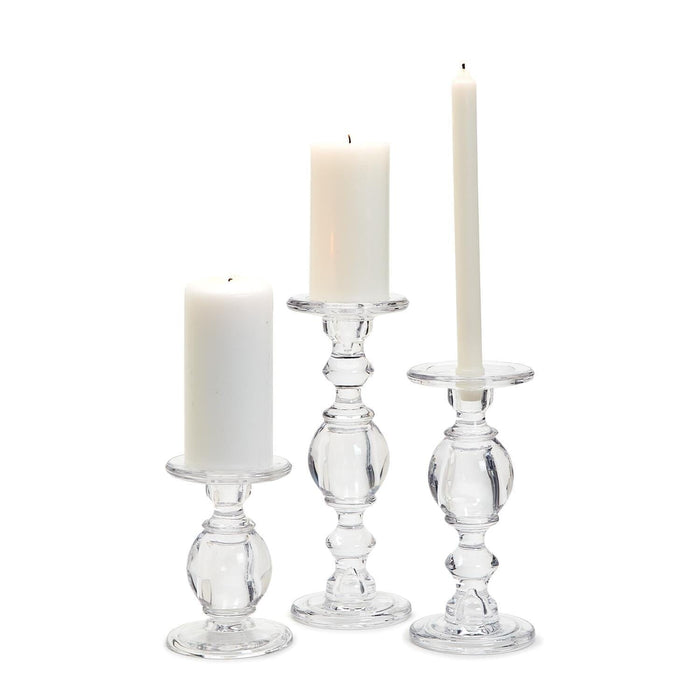 High-Glass Pedestal Candleholders Candle Two's Company 