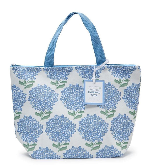 Hydrangea Thermal Lunch Tote Bag Cooler Bag Two's Company White with Blue 