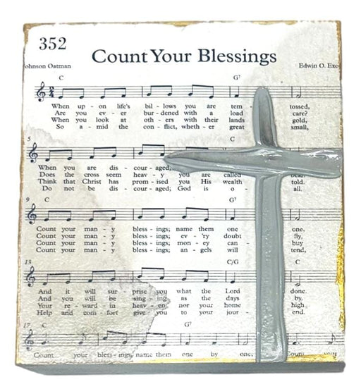Hymn Handpainted Wooden Block Home Decor Art by Susan Count Your Blessings 