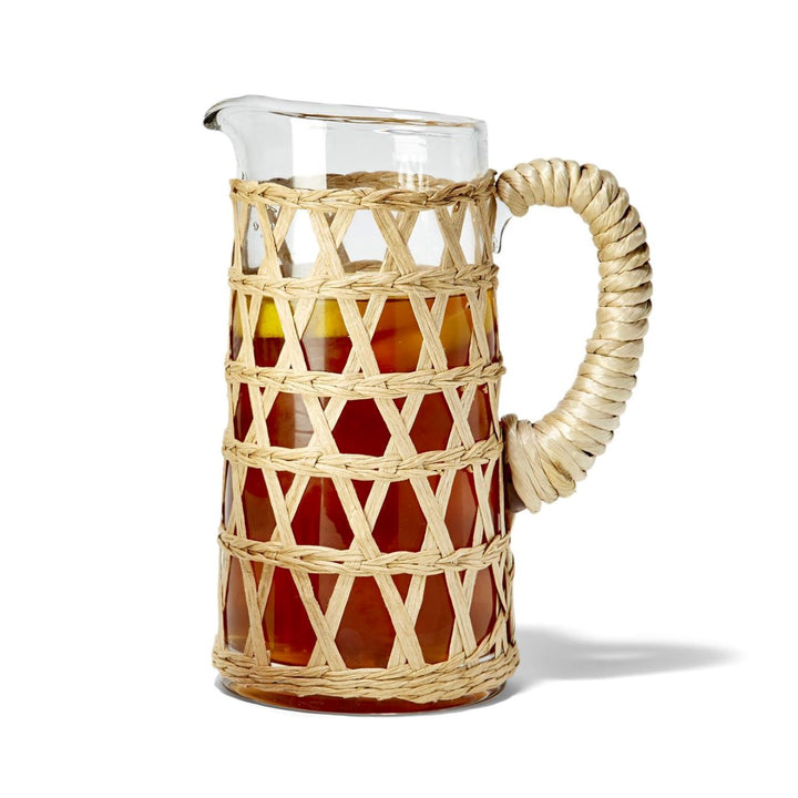 Island Chic Hand-Woven Lattice Pitcher Serving Piece MudPie 