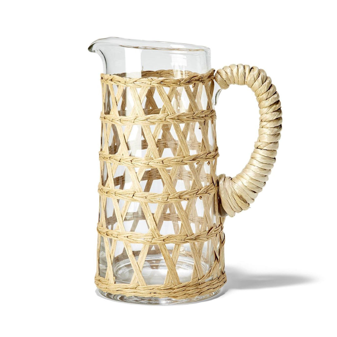 Island Chic Hand-Woven Lattice Pitcher Serving Piece MudPie 