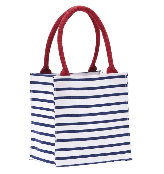 Itsy Bitsy Gift Bag - Bateau Stripe Navy Wrapping Paper Rock Flower Paper 