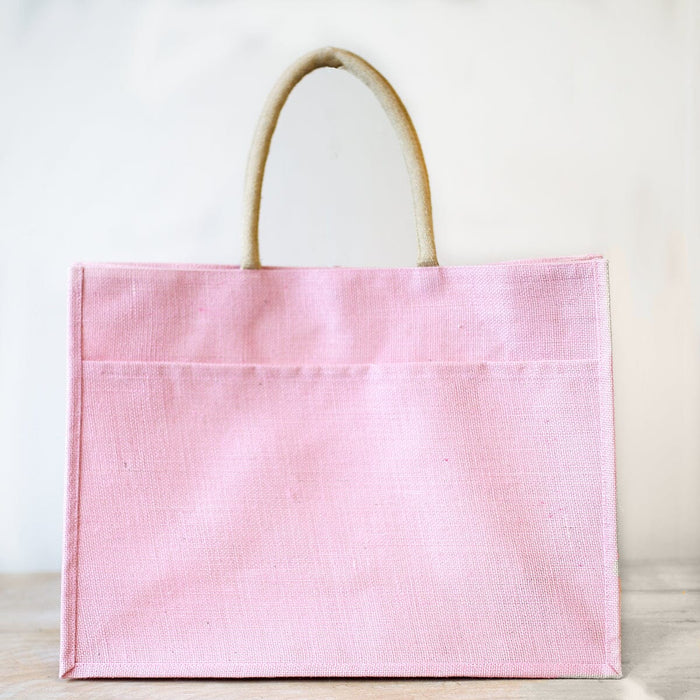 Jute Pocket Tote Bags and Totes The Royal Standard Light Pink 