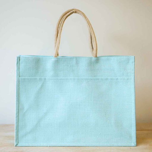 Jute Pocket Tote Bags and Totes The Royal Standard Sky 