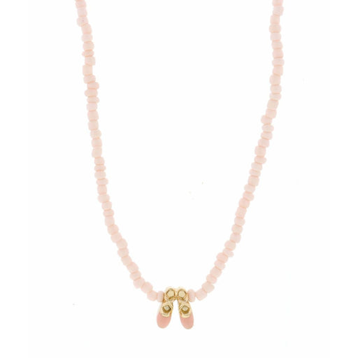 Kids 14" Pink Seed Bead Necklace with Ballet Slippers Necklace Jane Marie 