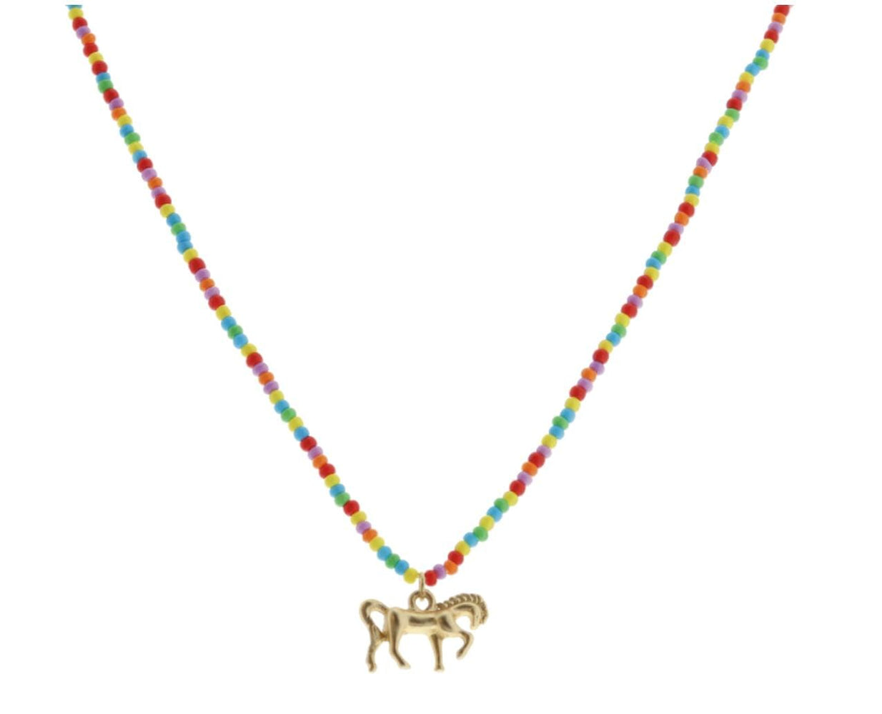 Kids Multi Beaded With Gold Horse Necklace Necklace Jane Marie 