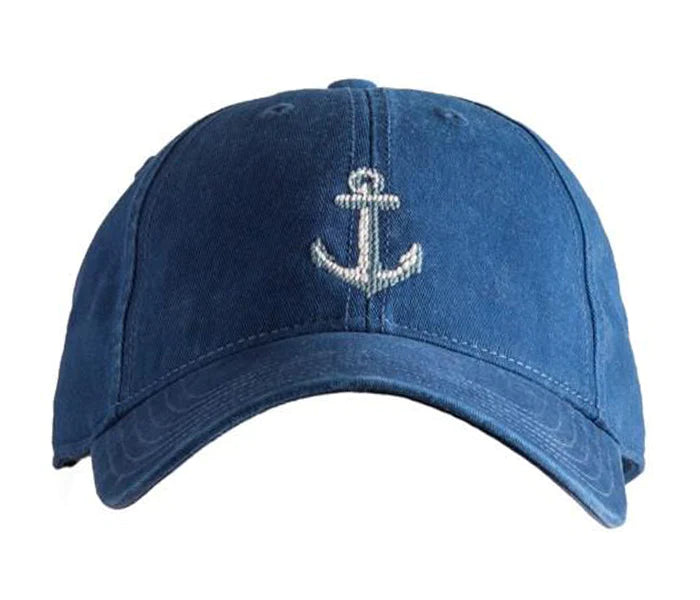Kid's Needlepoint Hat - Anchor on Navy Hats Harding Lane 